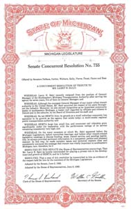 State of Michigan Senate Concurrent Resolution No. 755